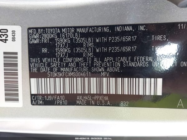 2021 TOYOTA SIENNA LE — I9