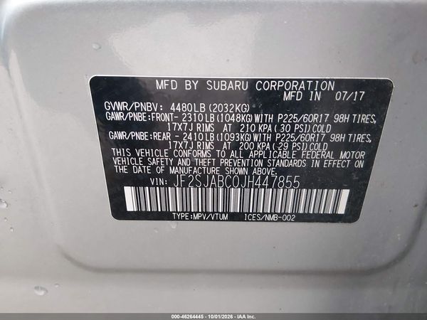 2018 SUBARU FORESTER 2.5I — I9