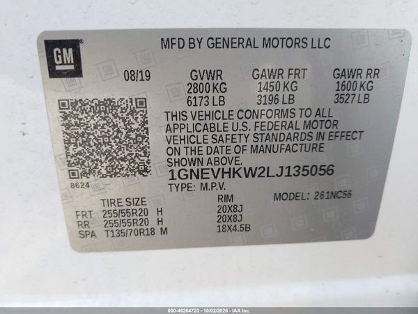 2020 CHEVROLET TRAVERSE AWD LT LEATHER — I9
