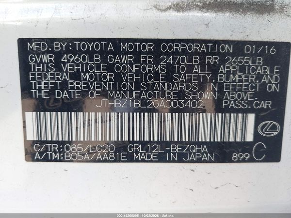 2016 LEXUS GS 350 — I9