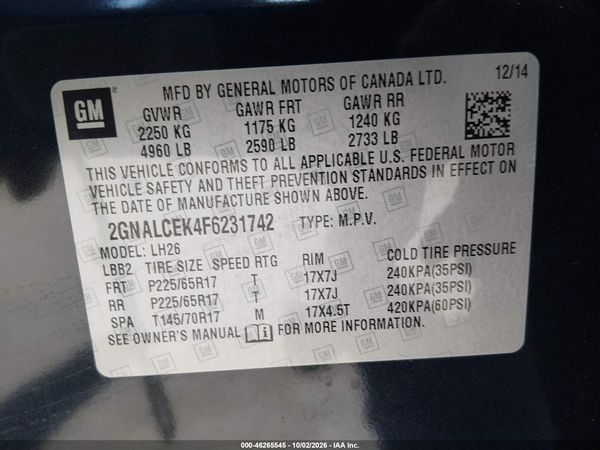 2015 CHEVROLET EQUINOX 2LT — I152