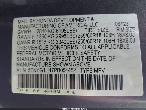2023 HONDA PILOT AWD EX-L 8 PASSENGER — I9