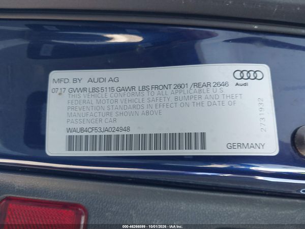 2018 AUDI S5 3.0T PREMIUM PLUS — I9