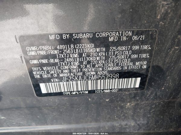 2021 SUBARU FORESTER PREMIUM — I9