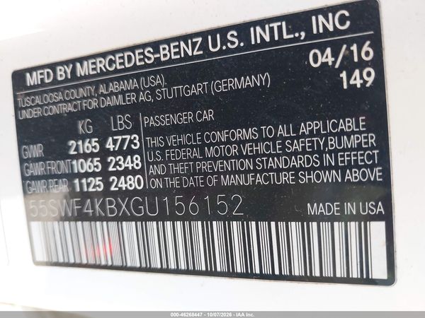 2016 MERCEDES-BENZ C 300 4MATIC — I9