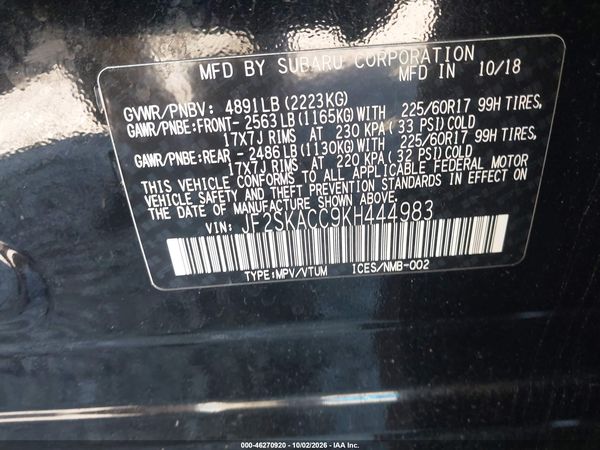 2019 SUBARU FORESTER Base P+ES — I9