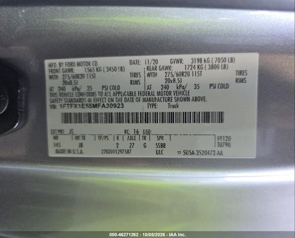 2021 FORD F-150 XL — I9