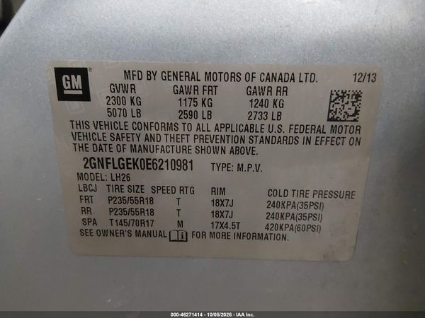 2014 CHEVROLET EQUINOX 2LT — I9