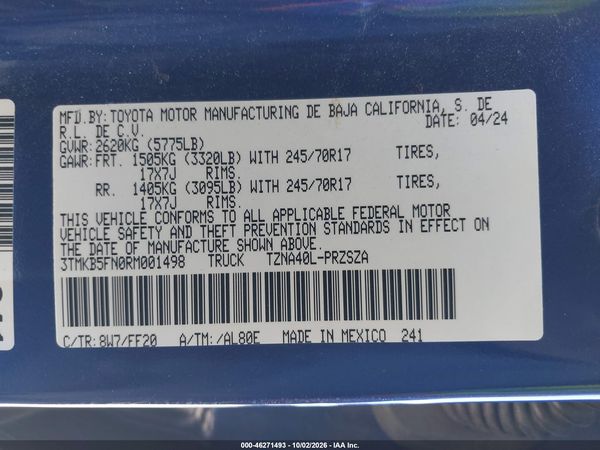 2024 TOYOTA TACOMA SR5 — I9