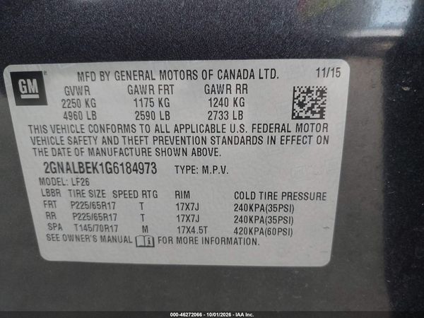 2016 CHEVROLET EQUINOX LS — I9