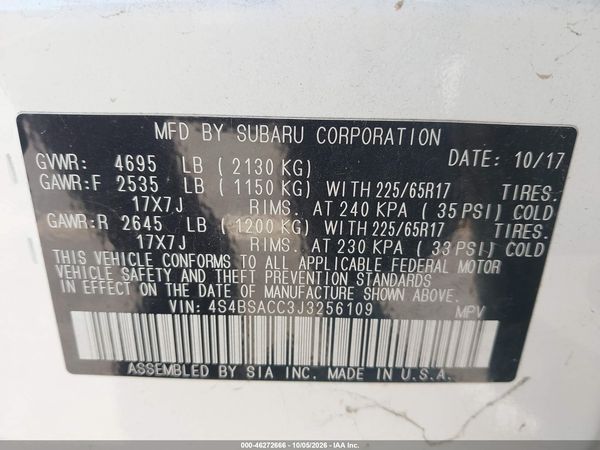 2018 SUBARU OUTBACK 2.5I PREMIUM — I9