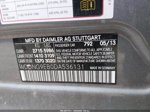 2013 MERCEDES-BENZ S 550 4MATIC — I9