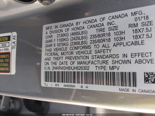 2018 HONDA CR-V EX-L/EX-L NAVI — I9