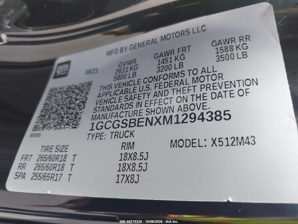 2021 CHEVROLET COLORADO 2WD  SHORT BOX WT — I9