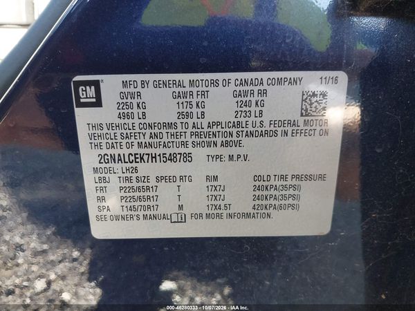 2017 CHEVROLET EQUINOX LT — I9