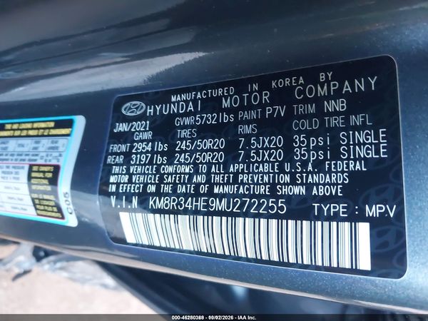 2021 HYUNDAI PALISADE SEL — I9