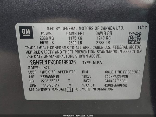 2013 CHEVROLET EQUINOX 2LT — I9