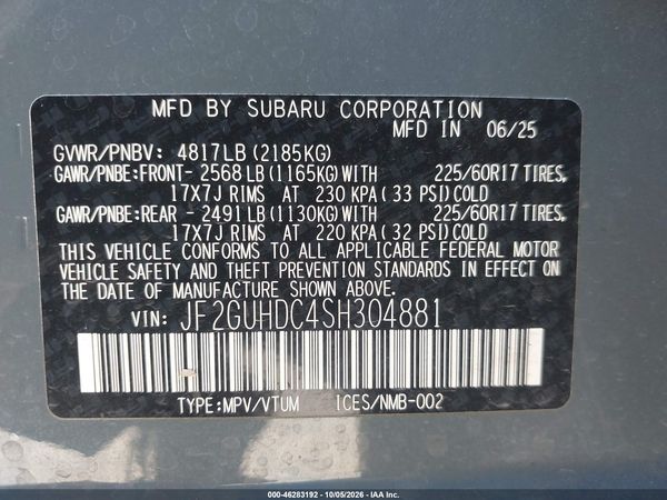 2025 SUBARU CROSSTREK PREMIUM — I9