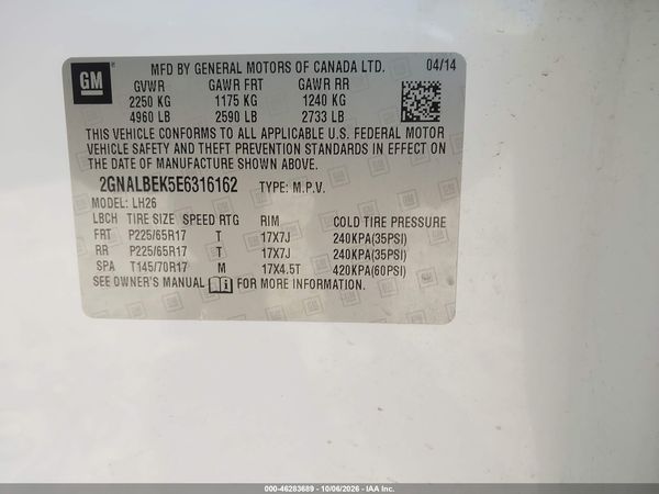 2014 CHEVROLET EQUINOX 1LT — I9