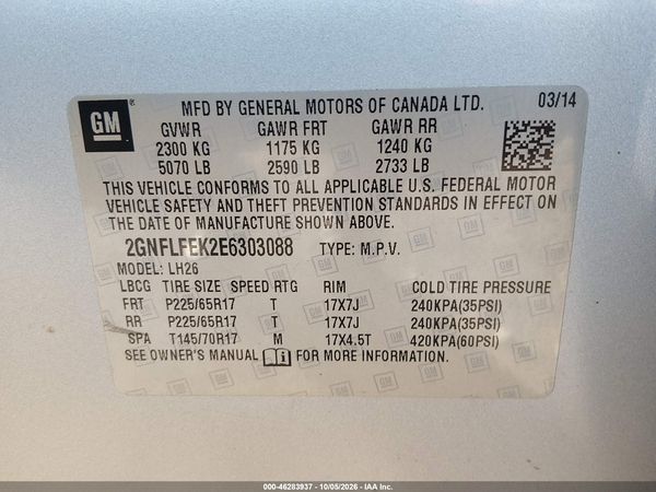 2014 CHEVROLET EQUINOX 1LT — I9