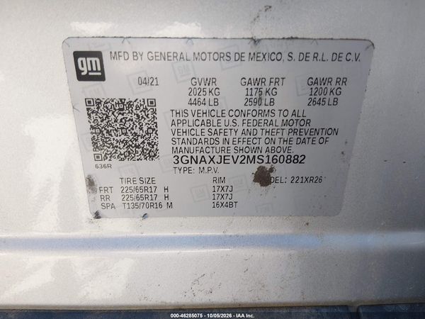 2021 CHEVROLET EQUINOX FWD 2FL — I9