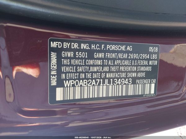 2018 PORSCHE PANAMERA 4S — I9