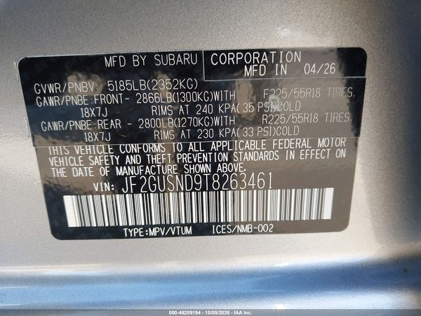 2026 SUBARU CROSSTREK LIMITED — I9