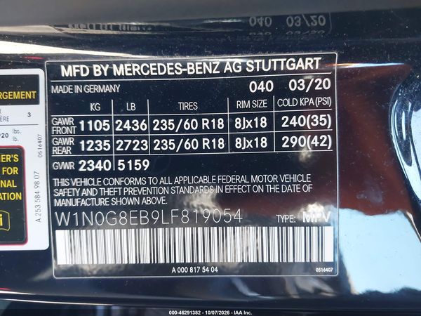 2020 MERCEDES-BENZ GLC 300 4MATIC — I9