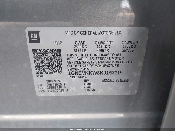 2019 CHEVROLET TRAVERSE PREMIER — I9