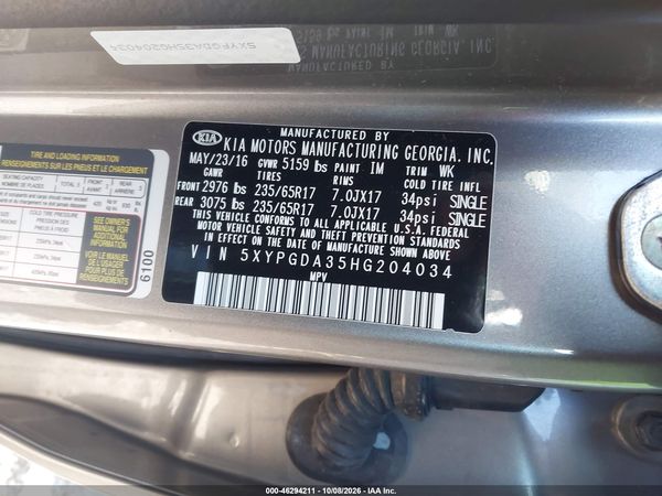 2017 KIA SORENTO 2.4L LX — I9