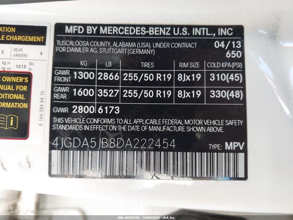2013 MERCEDES-BENZ ML 350 ML350 — I9