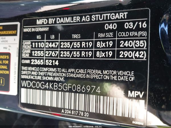 2016 MERCEDES-BENZ GLC 300 4MATIC — I9