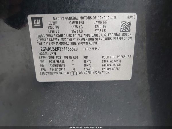 2015 CHEVROLET EQUINOX 1LT — I9