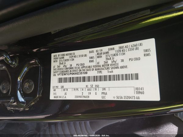2019 FORD F-150 XL — I9