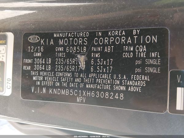 2017 KIA SEDONA LX — I9