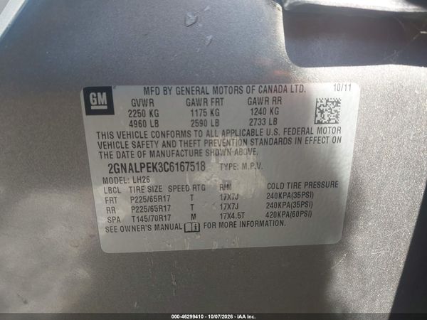 2012 CHEVROLET EQUINOX 2LT — I9