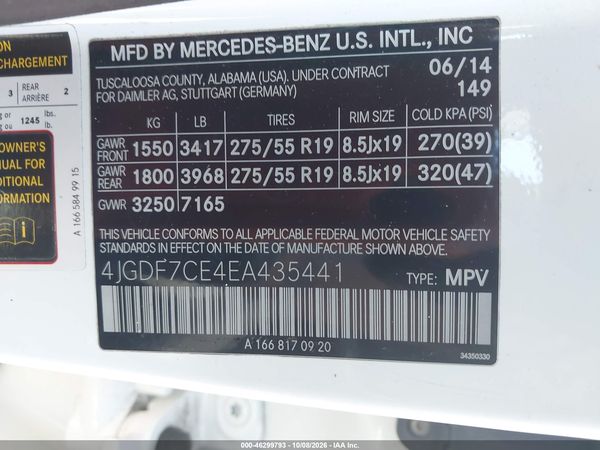 2014 MERCEDES-BENZ GL 450 4MATIC — I9