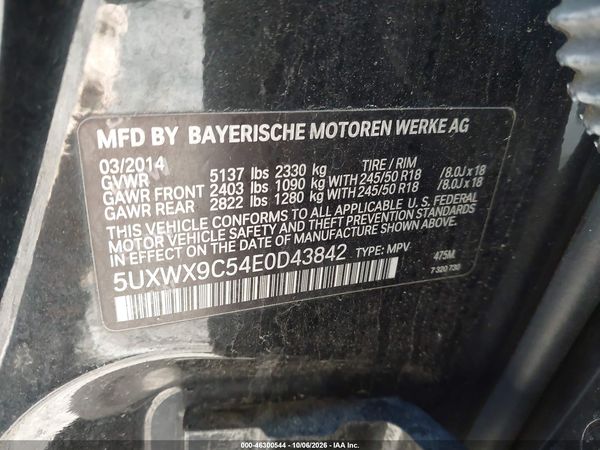 2014 BMW X3 XDRIVE28I — I9