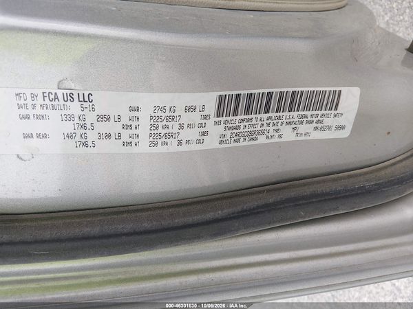 2016 DODGE GRAND CARAVAN SXT — I9