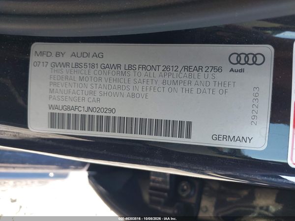 2018 AUDI A6 2.0T PREMIUM PLUS — I9