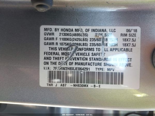 2018 HONDA CR-V EX-L/EX-L NAVI — I9