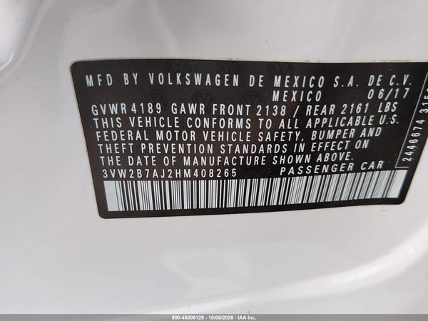 2017 VOLKSWAGEN JETTA 1.4T S — I9