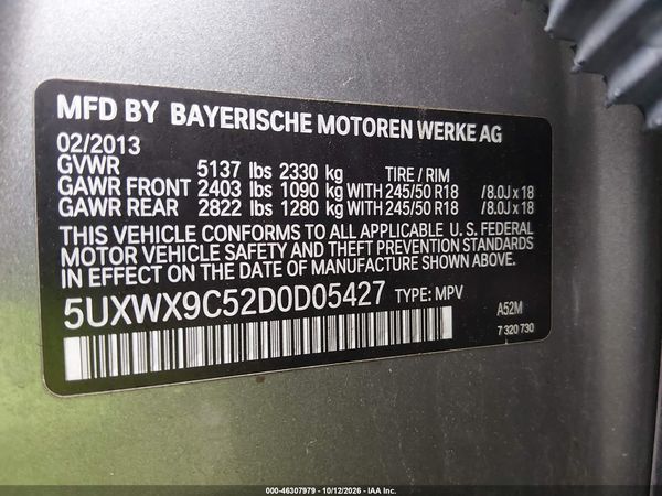 2013 BMW X3 XDRIVE28I — I9