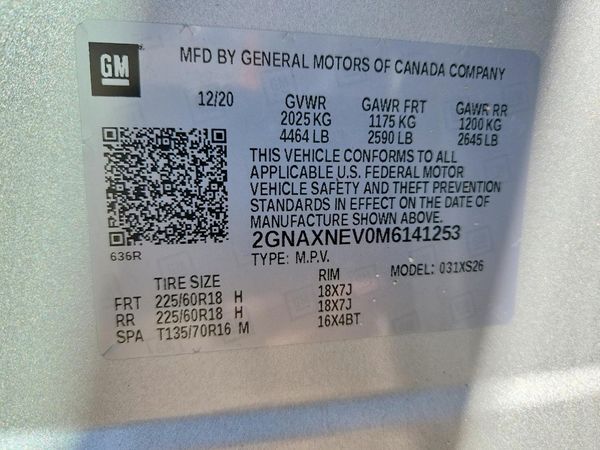 2021 CHEVROLET EQUINOX Premier (1LZ) — VINS