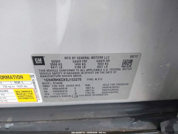 2014 CHEVROLET TRAVERSE 2LT — I9