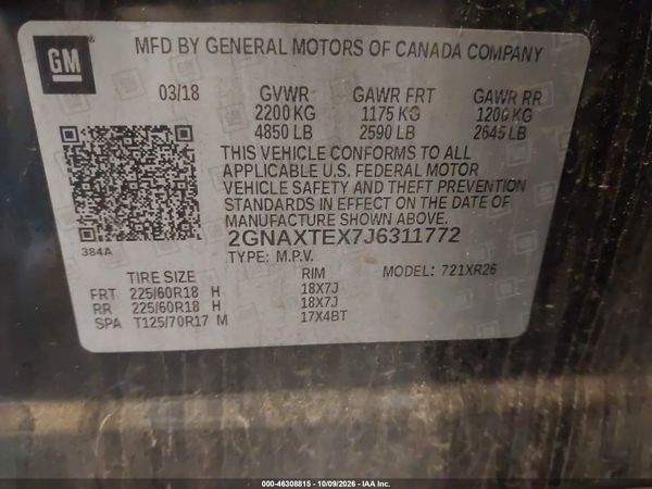 2018 CHEVROLET EQUINOX LT — I9