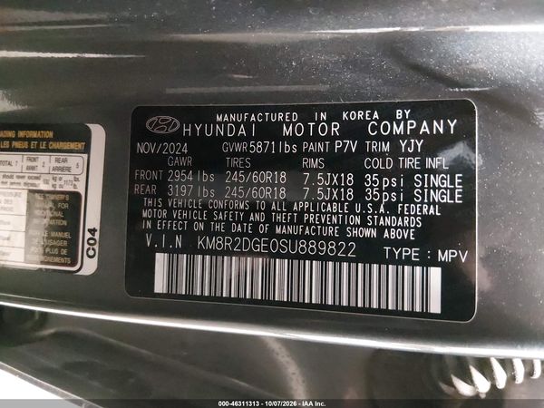 2025 HYUNDAI PALISADE SEL — I9