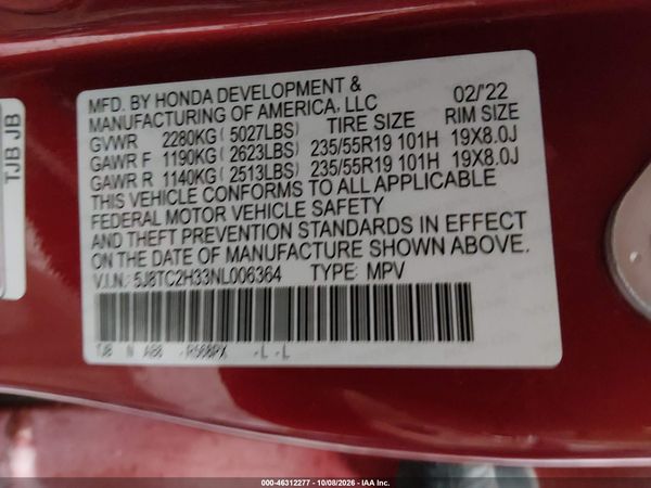 2022 ACURA RDX STANDARD — I9