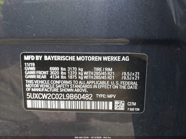 2020 BMW X7 XDRIVE40I — I9