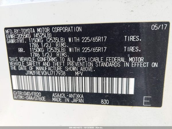 2017 TOYOTA RAV4 LE — I9
